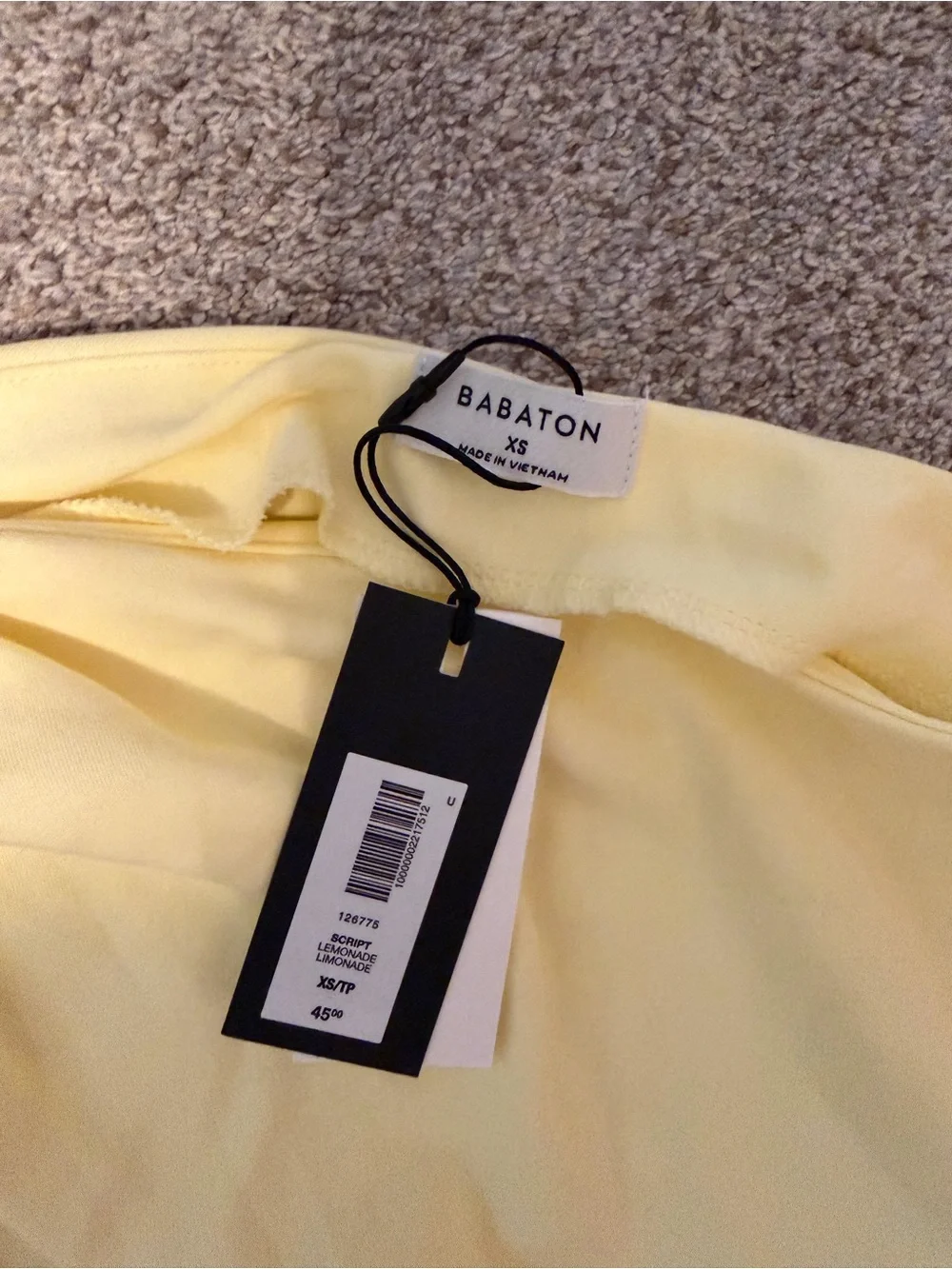 NWT Aritizia Babaton InterLock Cotton Script Top, lemonade, XS - Picture 9 of 10